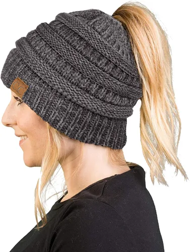 Vista 198 de Funky Junque - Gorro para mujer con ranura para cola de caballo