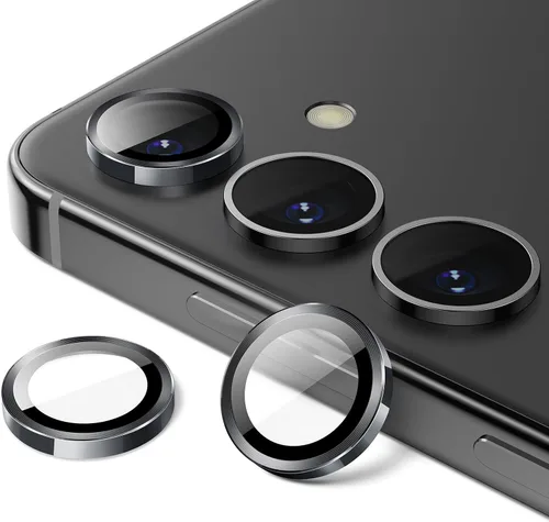 Vista 8 de JETech Protector de lente de cámara para Samsung Galaxy S24+ / S24 Plus, cubierta de anillo individual de metal de vidrio templado 9H, bandeja