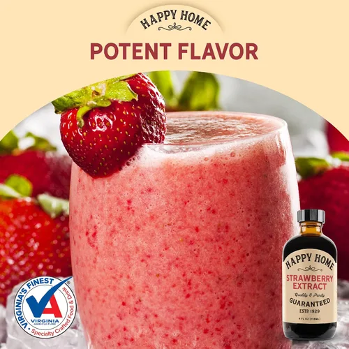 Vista 4 de Happy Home Sabor natural de fresa - Certificado Kosher, 4 onzas.