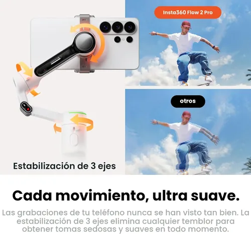 Vista 7 de Insta360 Flow 2 Pro AI Tracker Bundle gris – Primer cardán de teléfono AI en la industria con Apple DockKit, seguimiento pionero de 360º panorámica