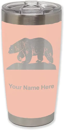 Vista 25 de LaserGram Vaso aislado al vacío de 20 onzas, oso polar, grabado personalizado incluido (negro)