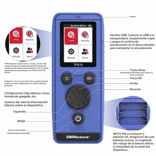 Vista 6 de OBDResource TPMS Herramienta de reaprendizaje para sistema de monitoreo de presión de neumáticos automático, activación de sensores, herramienta