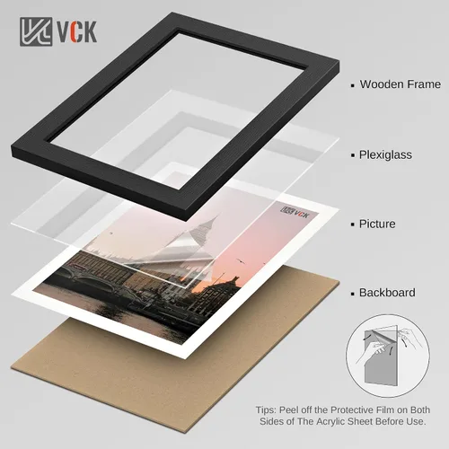 Vista 7 de VCK Marcos para póster de madera maciza de 22.375 x 34 pulgadas, marco de fotos A1 negro con montaje en pared, paquete de 3