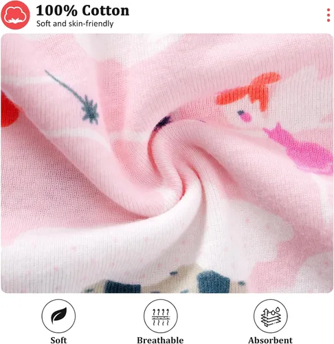 Vista 4 de SYNPOS Ropa interior para niñas 100% algodón, ropa interior transpirable para niñas, ropa interior cómoda para bebés, 6 paquetes