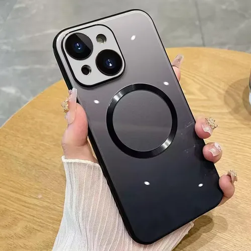 Vista 40 de Guppy Funda para iPhone 12 Pro - Parte trasera de vidrio degradado con carga magnética, película de lente, color negro