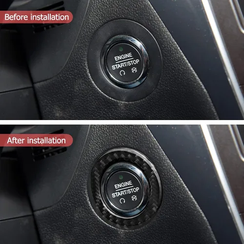 Vista 3 de SUNJIKA Compatible con 1 pieza de cubierta de botón de arranque de motor de fibra de carbono, accesorio para Ford Explorer 2013 2014 2015 2016 2017