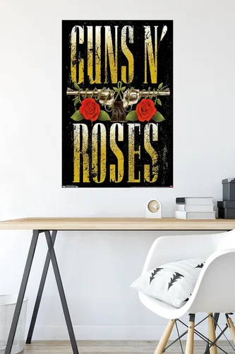 Vista 4 de Guns N' Roses - Póster de pared con logotipo apilado, 34 pulgadas de largo x 22.4 pulgadas de ancho, versión sin marco