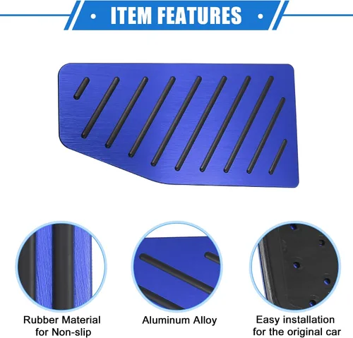 Vista 4 de Juego de 3 fundas para pedal de freno de acelerador de gas de automóvil, compatible con Toyota RAV4 2019-2021, aleación de aluminio antideslizante