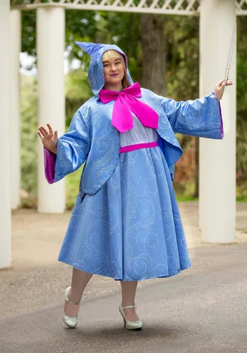 Vista 2 de Disfraz de hada madrina de talla grande para adultos disfraz de cosplay de Cenicienta para mujer Azul Patchwork