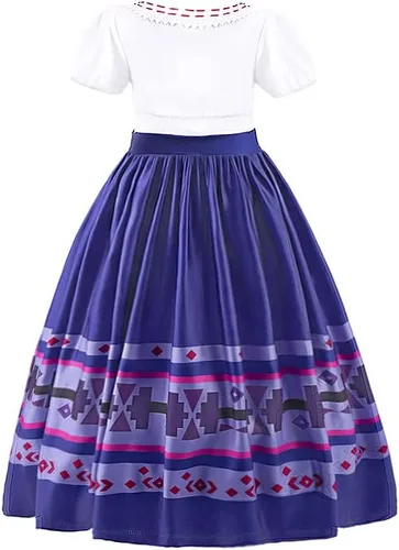 Vista 3 de keaiyouhuo Disfraz de Mirabel 3T-12T para cosplay, disfraz de Isabela Luisa Dolores, tía Pepa, vestido Madrigal para la familia Halloween