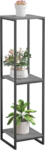 Vista 15 de Soporte para plantas de 34 pulgadas de alto para interiores, estante moderno de 2 niveles, organizador de macetas de esquina para sala de estar
