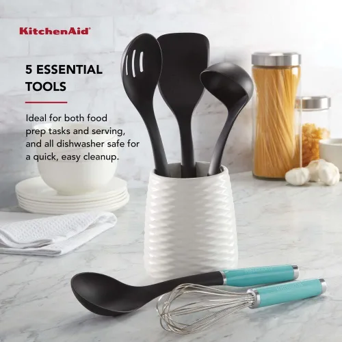 Vista 6 de KitchenAid KQ562BXAQA - Juego de herramientas y artilugios con Crock, 6 piezas, aguamarina