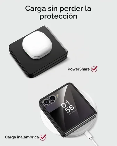 Vista 8 de Miimall Funda delgada para Galaxy Flip 7 con protector de pantalla integrado, grado militar, a prueba de golpes, a prueba de caídas, delgada Negro