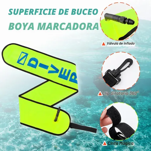 Vista 4 de Boya marcador de superficie, tubo de señal de 4 pies con tira reflectante y clip de plástico
