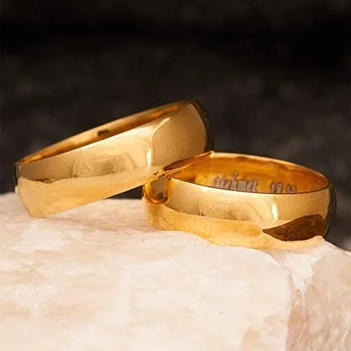 Vista 5 de Juego de anillos de boda de 0.236 pulgadas, chapado en oro de 14 quilates, juego de alianzas de boda a juego personalizado para hombre y mujer