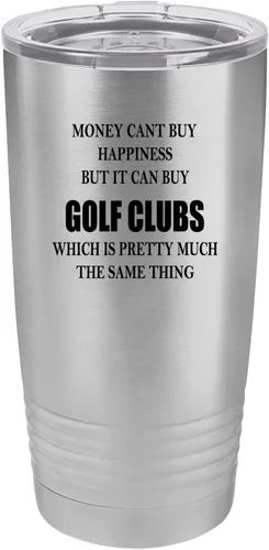 Vista 8 de Rogue River Tactical Funny Money Happiness Golf Clubs - Taza de viaje con tapa aislada al vacío, regalo para golfista, papá, abuelo, pelota (negro)