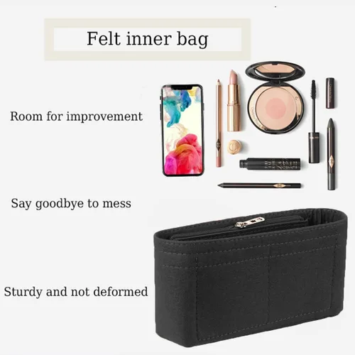 Vista 4 de Lckaey Organizador de monedero Inserto para 19 bolso con solapa Organizador de bolsa pequeña con bolsillo lateral con cremallera 1016negro-S