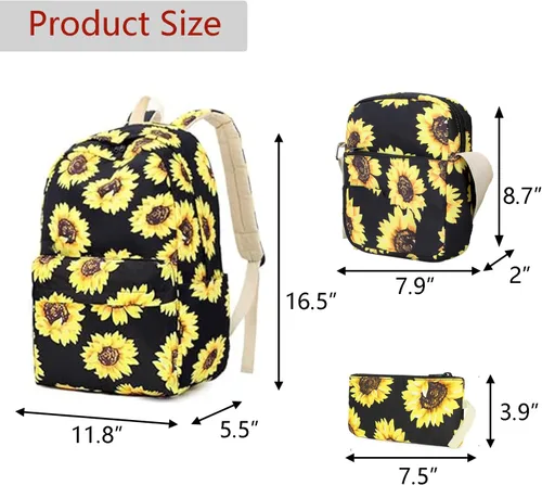 Vista 3 de FLYMEI Mochila para estudiante escolar, mochila de viaje con bolsa de almuerzo, bolsas para lápices