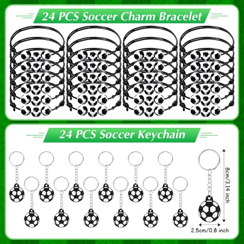 Vista 3 de Aoriher Juego de 194 piezas de recuerdos de fiesta de fútbol – Pulseras de silicona, mini pelotas hinchables de fútbol, llaveros de juguete, bolsas