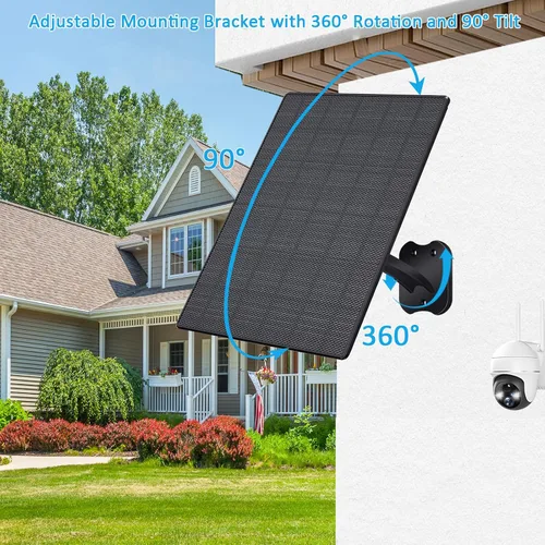 Vista 5 de Panel solar de 10 W para cámaras de seguridad, panel solar de cámara exterior de 5 V con cable USB-C, CC 0.217 x 0.083 in y puerto micro USB