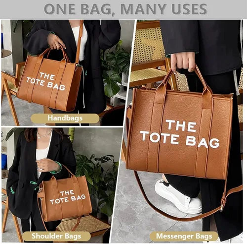 Vista 5 de Bolsas de trabajo para mujer, de gran tamaño, de piel sintética, con asa superior, para mujer