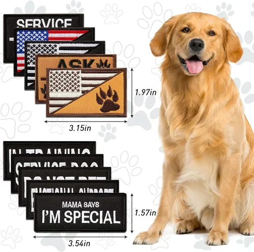 Vista 6 de 10 parches para perros de servicio bordados para chalecos para perros Arnés para perro con cierre de gancho y bucle, divertido juego de parches