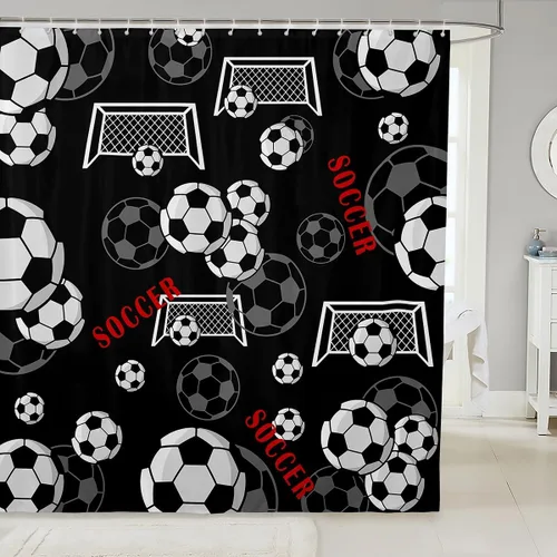 Vista 30 de Decorative White Baseball Shower Curtain Waterproof Polyester Fabric,Red Baseball Bat Bath Curtain Home Bathroom Decor Hanging Curtain with Hooks 72