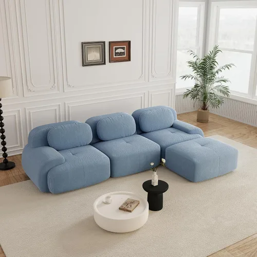Vista 78 de Sofás modulares sin hueso de 152.8 pulgadas para sala de estar, sofá modular con diván en forma de L, cómodo asiento profundo tapizado de tela