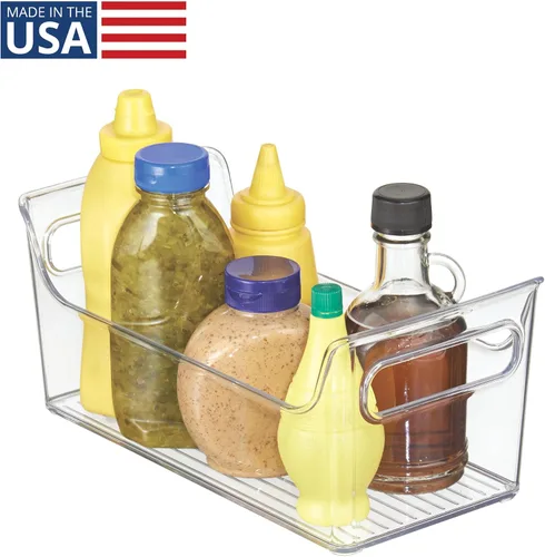 Vista 2 de iDesign - Organizador de condimentos de plástico con asas para nevera, transparente, fabricado en Estados Unidos For Fridge, Made in USA