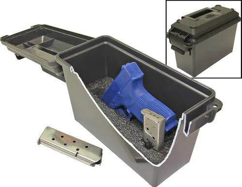 Vista 2 de MTM Estuche para pistola táctica TPC1, junta tórica resistente al agua, sistema de cierre resistente, fabricado en EE. UU