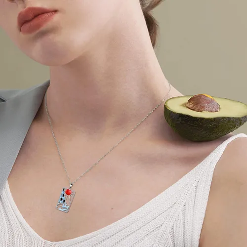 Vista 2 de CRMAD Collar de anime para mujer de plata de ley Demon Slayer Pedant