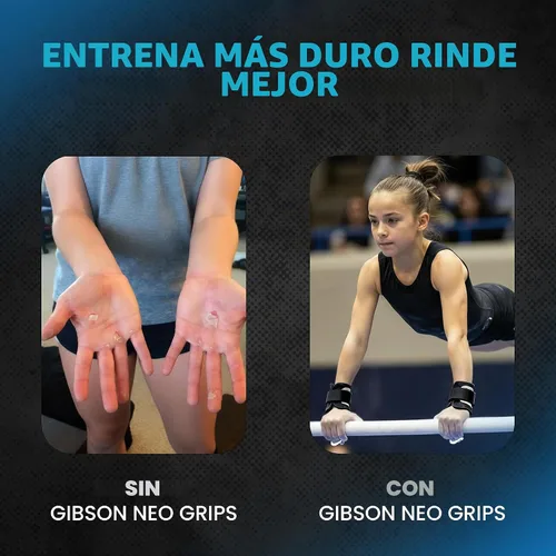 Vista 4 de Gibson Athletic Just Right Neo - Agarres de gimnasia para mujer, agarre de cuero con protector de muñeca de neopreno, cierre de velcro, agarres