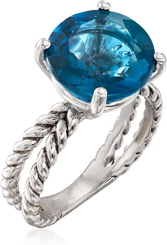 Vista 3 de Ross-Simons Anillo de topacio azul Londres de 6.75 quilates en plata de ley