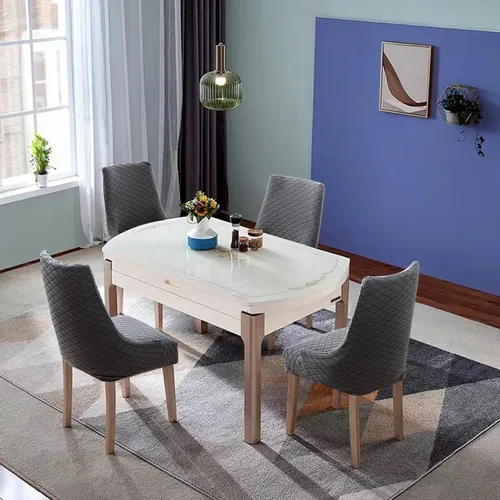 Vista 4 de Funda para silla de comedor de tela jacquard, funda para silla de respaldo de alta elasticidad, funda protectora de asiento para silla de comedor