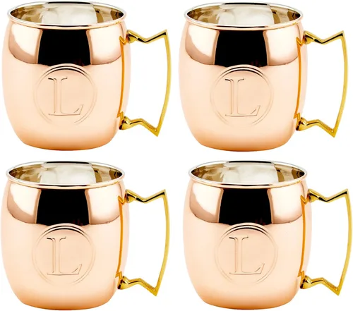 Vista 4 de Old Dutch International Taza sólida Moscow Mule, 16 onzas, monograma A, cobre