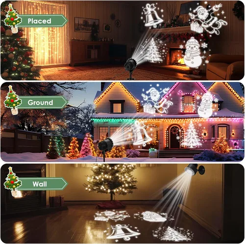 Vista 3 de Proyector de luces de Navidad para exteriores, proyector de luz de Navidad dinámico 3D luces de Navidad para exteriores, iluminación decorativa