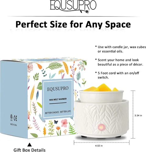 Vista 5 de EQUSUPRO Calentador de cera para derretir cera perfumada 3 en 1, calentador eléctrico de cera de cerámica, quemador, derretidor de cera de fragancia