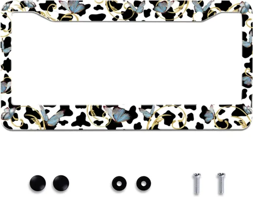 Vista 17 de Personaliza los hermosos marcos de matrícula de flor de cerezo, marco de matrícula floral para automóvil, accesorios universales de aluminio