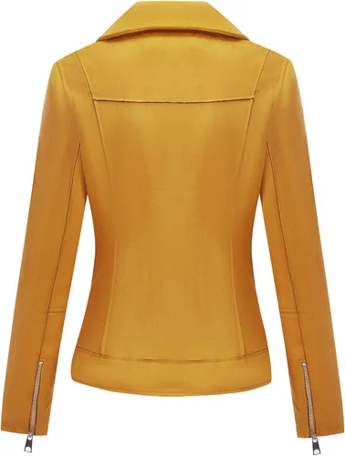 Vista 4 de Bellivera Chaquetas de cuero sintético para mujer, abrigo corto de moda para primavera e invierno