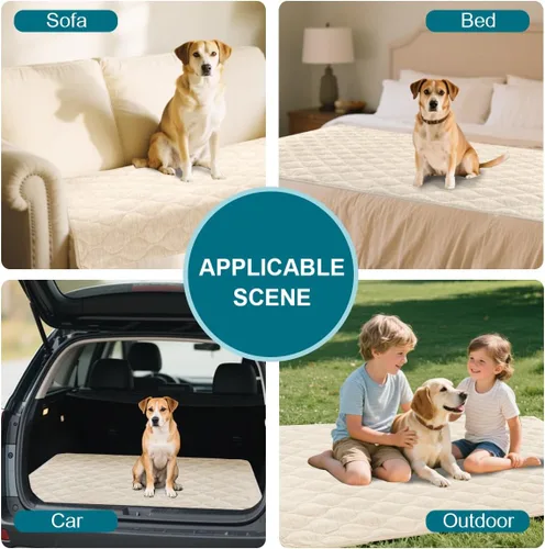 Vista 6 de Gollense Funda antideslizante para sofá para mascotas, funda acolchada de felpilla mullida para perros, lavable, protector suave y apto para Marfil