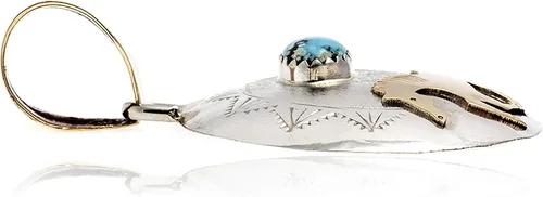 Vista 8 de $215Tag Caballo 12ktGF Plata Certificado Muy Navajo Nativo Turquesa Colgante 24510-1 Hecho por Loma Siiva, Metal Piedra, Turquesa