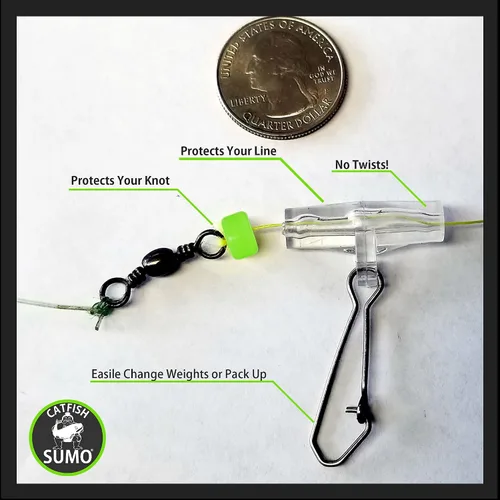Vista 6 de Kit de protección de línea de pesca: deslizador de plomada sin torsión + parachoques de peso fuerte - Deja de perder peces con piezas resistentes