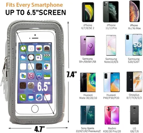 Vista 4 de Brazalete de teléfono de ajuste elástico para correr, caminar para teléfono, deportes al aire libre, multifuncional, impermeable, correr, deportes