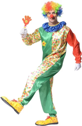 Vista 4 de PGOND Disfraz de payaso divertido para hombre, traje de payaso para fiesta temática