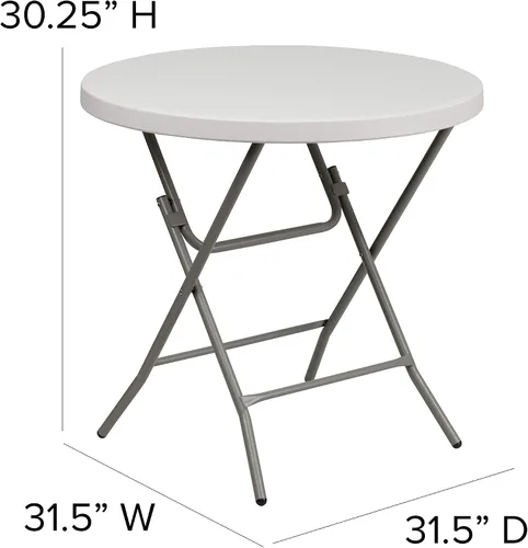 Vista 10 de Flash Furniture Kathryn - Mesa plegable redonda de plástico blanco granito de 2.63 pies