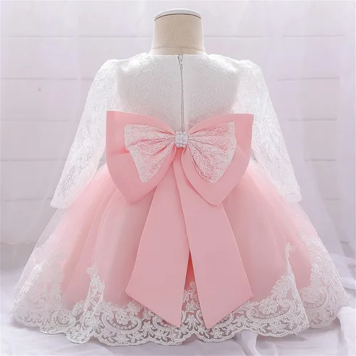 Vista 6 de Vestido de otoño de lino de algodón de manga larga con tutú de flores, vestido de princesa, vestido de tul para Navidad