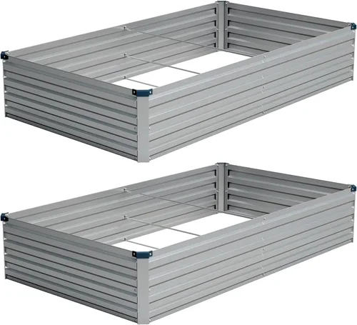 Vista 19 de Vengarus Kit de cama de jardín galvanizado elevado de 6 x 3 x 1 pies (paquete de 2), maceta de metal para exteriores, contenedor rectangular de Negro