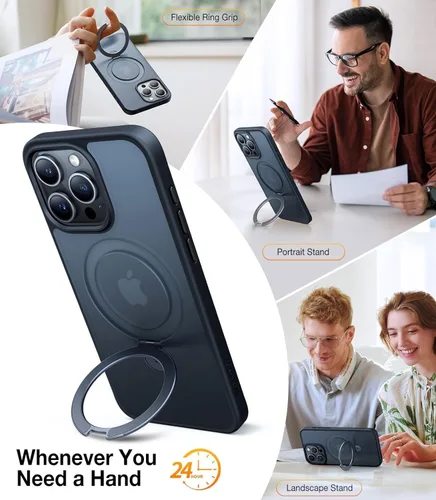 Vista 5 de TORRAS Funda magnética para iPhone 13 Pro Max de 6.7 pulgadas [compatible con Magsafe] con soporte, [protección contra caídas de grado militar] a