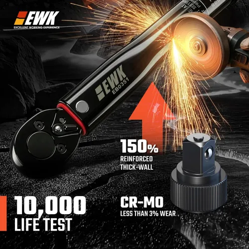 Vista 6 de EWK Llave dinamométrica de clic de 1/4" de 10-150 in-lb (1.13–16.95 Nm)
