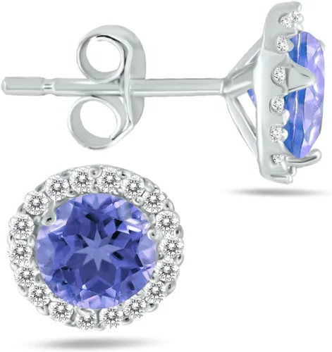 Vista 23 de Aretes de tuerca de diamantes naturales y piedras preciosas genuinas de 0.197 in en oro blanco de 14 quilates
